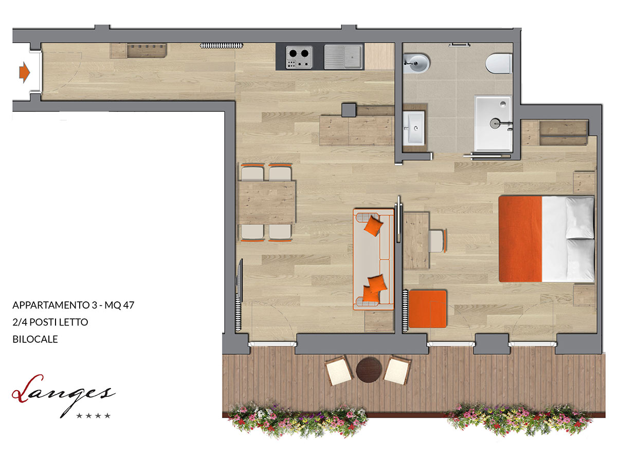 Residence Langes Dolomiti piantina appartamento Lallo Gadenz