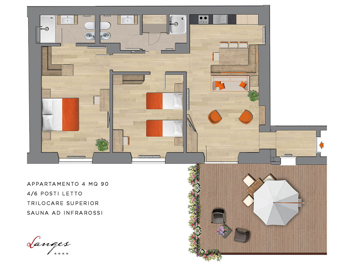 Residence Langes Dolomiti piantina appartamento Michele Bettega